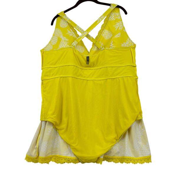 Torrid Swim Dress Size 4X Yellow Pineapple Print Lined Full Coverage Wire Free - Picture 7 of 13